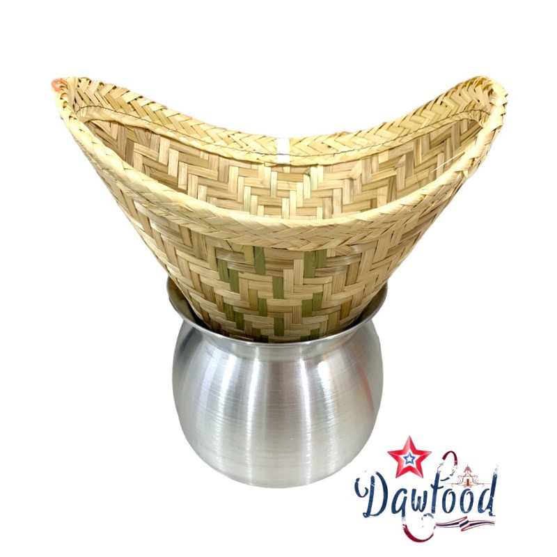 Set laos para cocinar arroz glutinoso, con cesta de bambú artesanal Set laos para cocinar arroz glutinoso, con cesta de bambú artesanal