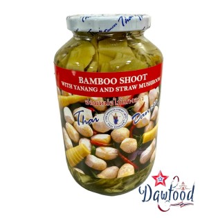 Bambú con yanang y champiñones es la conserva tailandesa nutritiva