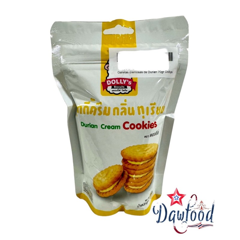 Galletas cremosas de durian 70 g de Dollys de textura sutilmente crujiente Galletas cremosas de durian 70 g de Dollys de textura sutilmente crujiente