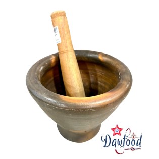 Juego de mortero y maja de barro L, 15 cm - Dawfood Supermercado