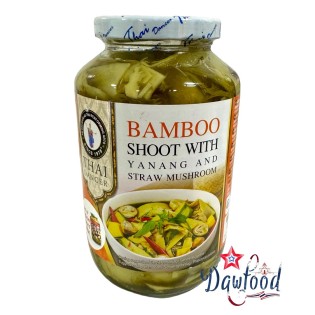 Bambú con yanang y champiñones es la conserva tailandesa nutritiva